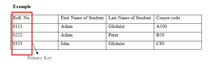 DBMS primary keys