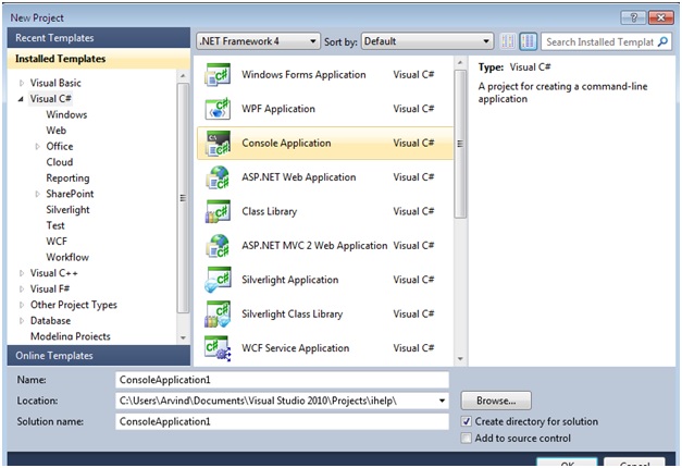 printing hello world in C#.net