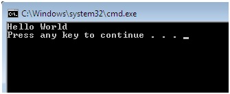 print hello world in C#.net output on console