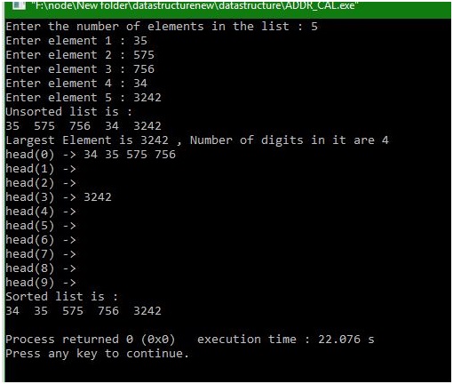 address calculation sort