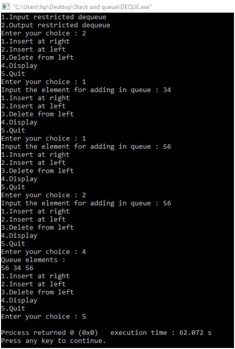 DeQue implementation using Array in C