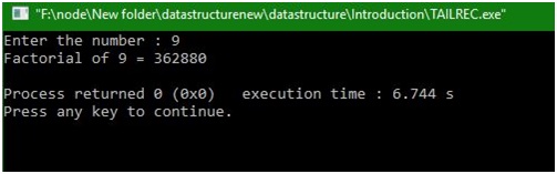 output - factorial of a number in C