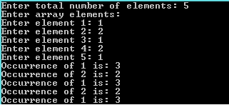 Find occurrence of each element in an array using simple method