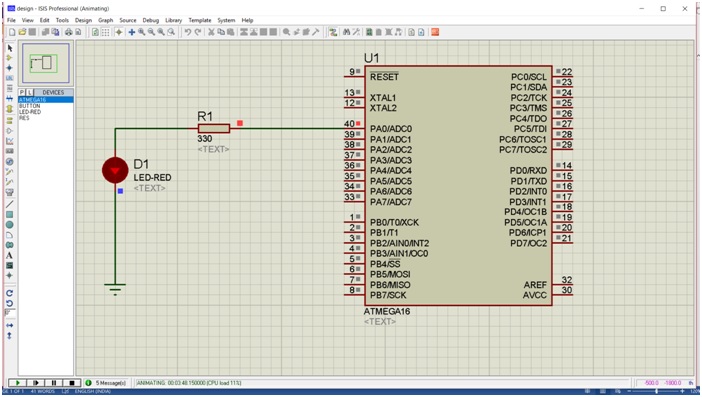 Blink an LED using AVR - Simulation