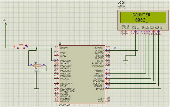 Simulation of Create Counter Using an 8-bits LCD | AVR