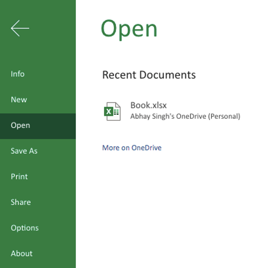 MS Excel Backstage View (1)