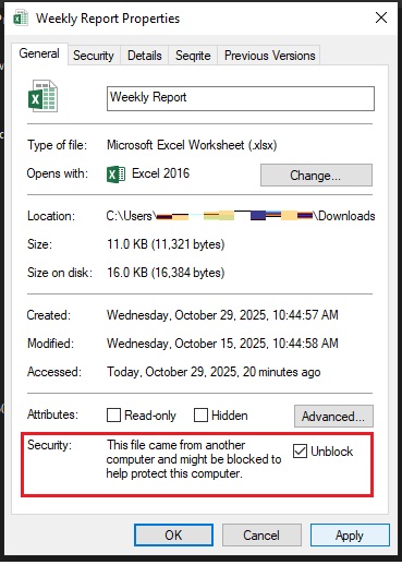 Fix Excel File Couldn't Open in Protected View Error - Step 5