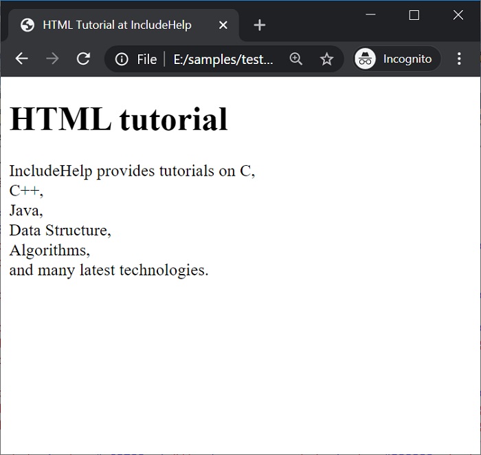 HTML | br Tag