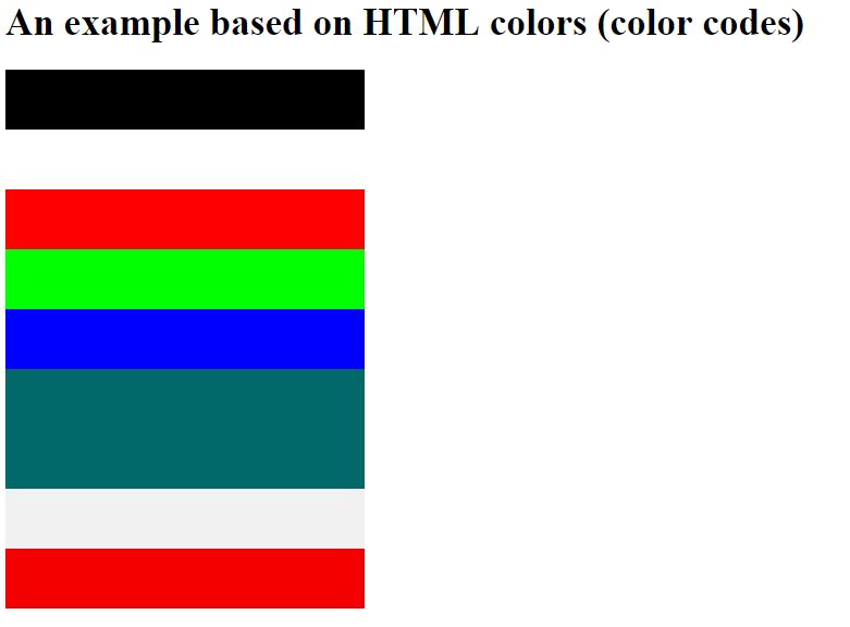 HTML color code example output