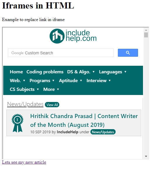 HTML iframe example 5