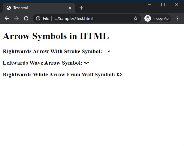 HTML Symbols | Example 5