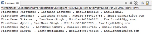 Using java - read CSV file