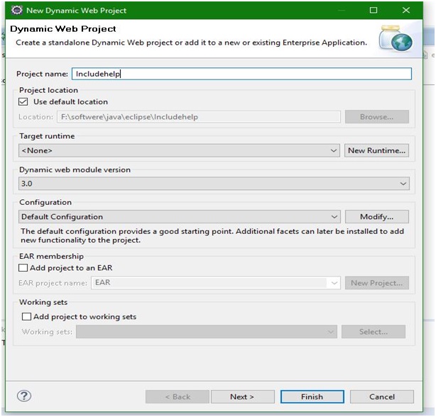 Dynamic Web project in eclipse 4