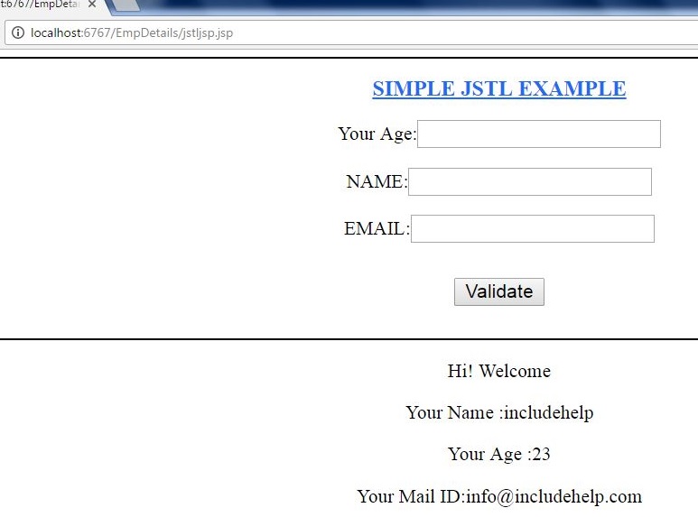 jstl example with source code output