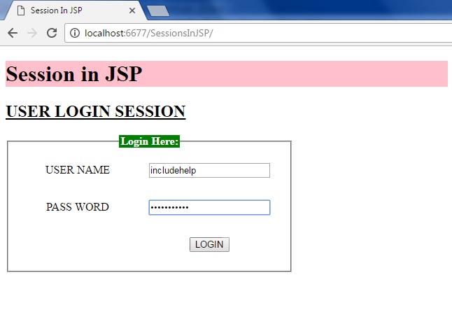 Login Session using JSP