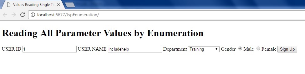 Reading All parameter values at a time in JSP