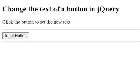 Example 1: Change the text of a button in jQuery