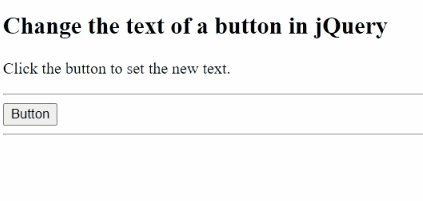 Example 2: Change the text of a button in jQuery