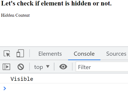 Example 2: Check if an element is hidden