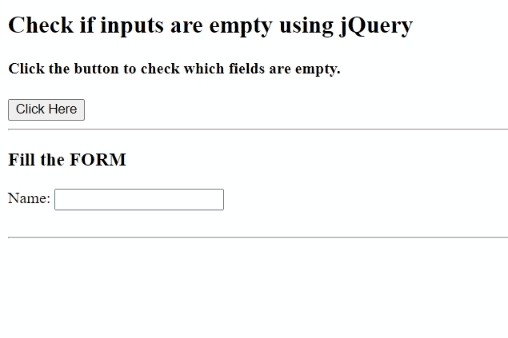 Example: Check if inputs are empty using jQuery