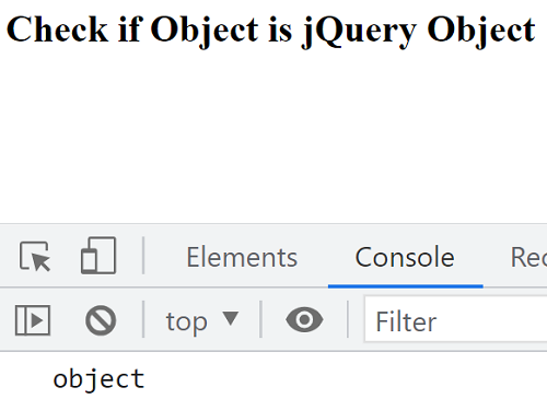 Example 1: Check if object is a jQuery object