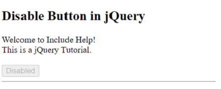Example 1: Disable Button in jQuery