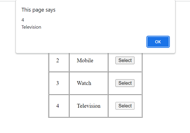 Example 2: Get a table cell value