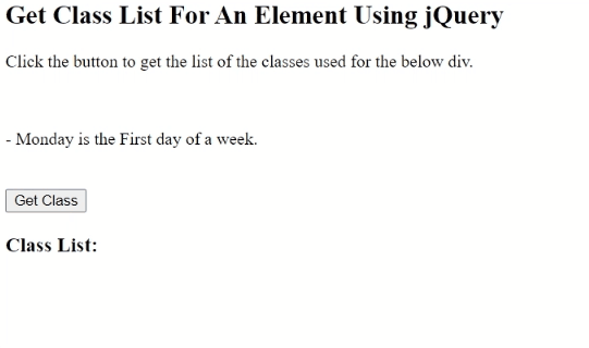 Example: Get class list for element