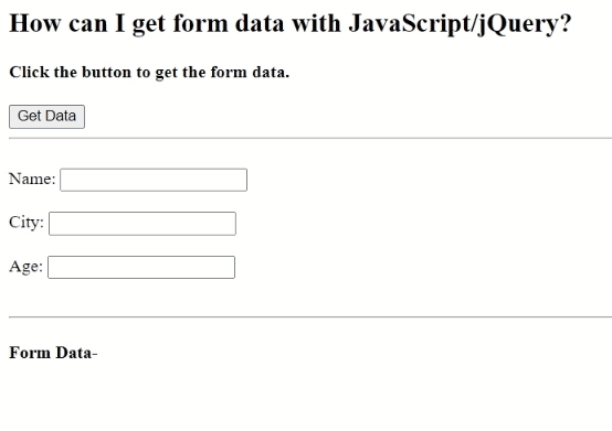 Example 1: How can I get form data with JavaScript/jQuery?