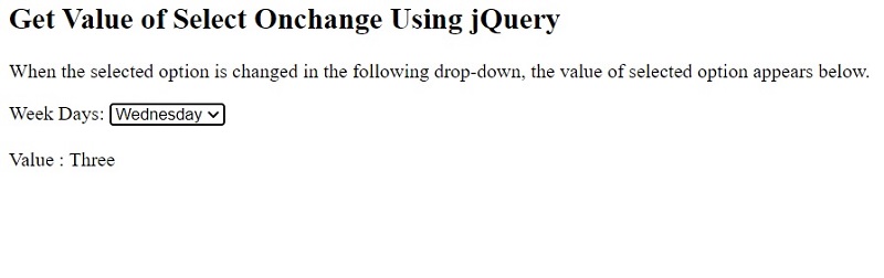 Example 2: Get value of select onChange