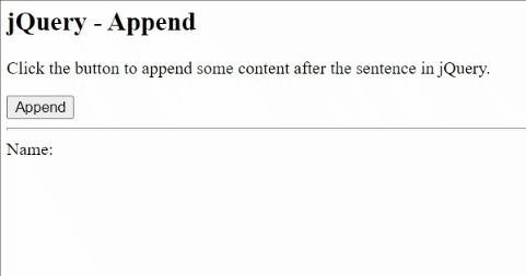 Example 1: jQuery append() Method