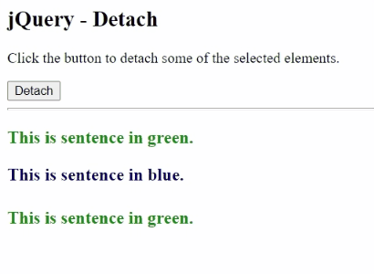 Example 1: jQuery detach() Method