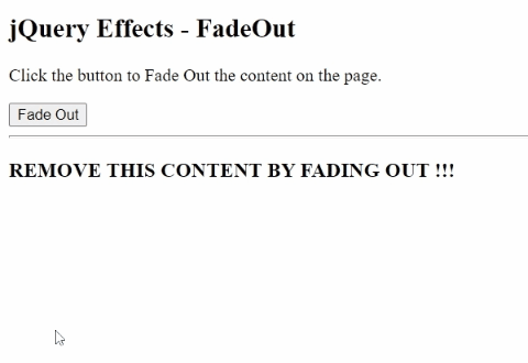 jQuery effect fadeOut() method