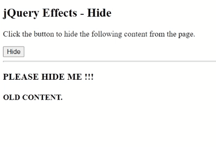jQuery effect hide() method