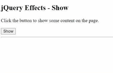 jQuery effect show() method