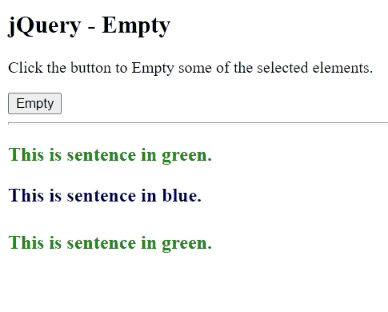 Example 1: jQuery empty() Method
