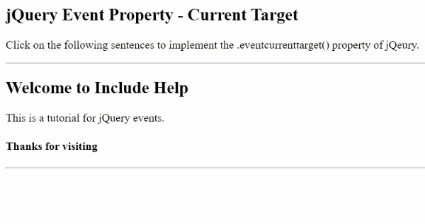 Example 1: jQuery event.currentTarget Property