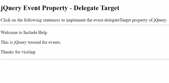 Example 1: jQuery event.delegateTarget Property