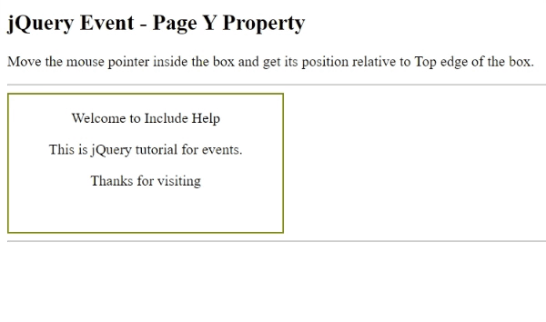 Example 1: jQuery event.pageY Property