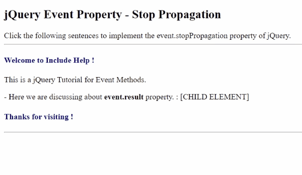 Example 1: jQuery event.stopPropagation() Method
