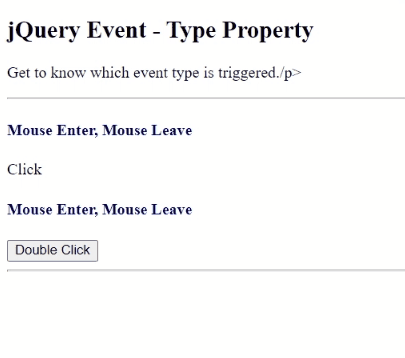 Example 1: jQuery event.type Property
