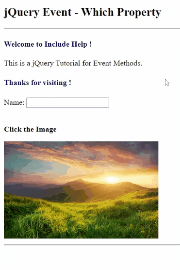 Example 1: jQuery event.which Property