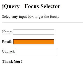 Example 1: jQuery :focus Selector