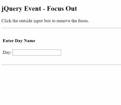 Example 1: jQuery focusout() Method