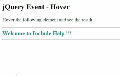 Example 1: jQuery hover() Method