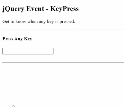 Example 1: jQuery keypress() Method
