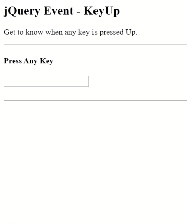 Example 1: jQuery keyup() Method