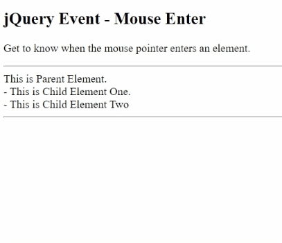 Example 1: jQuery mouseenter() Method