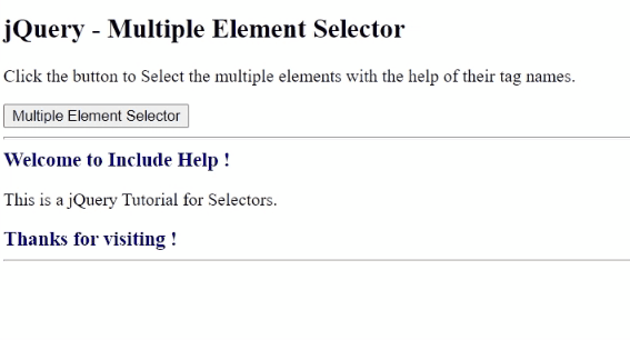 Example 1: jQuery Multiple Element Selector