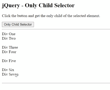 Example 1: jQuery :only-child Selector